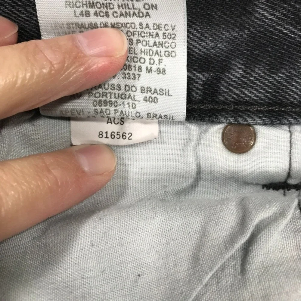 Vintage Y2K Levi's 501 Jeans Men's 34x34 Black Faded Gray Grunge Rock Button Fly
